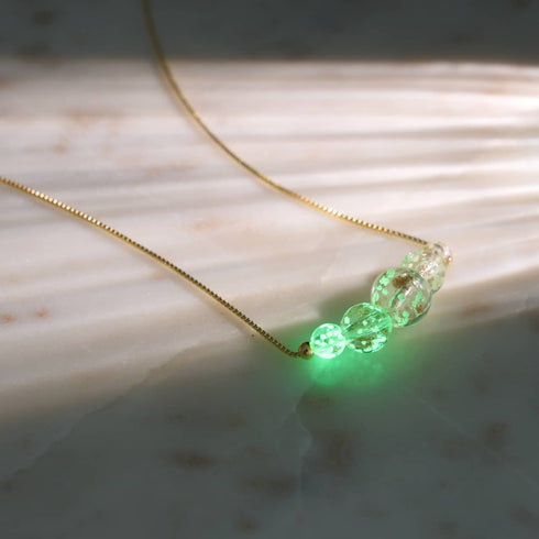 Albâtre | Or Vermeil .925 | Collier fermoir infini en verre luciole